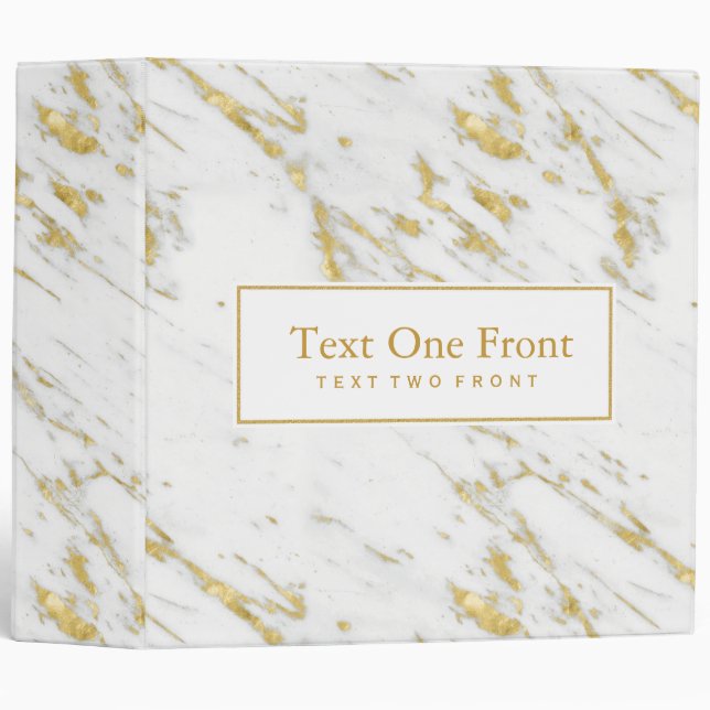 White Marble Stone Gold Glitter Binder (Front/Spine)