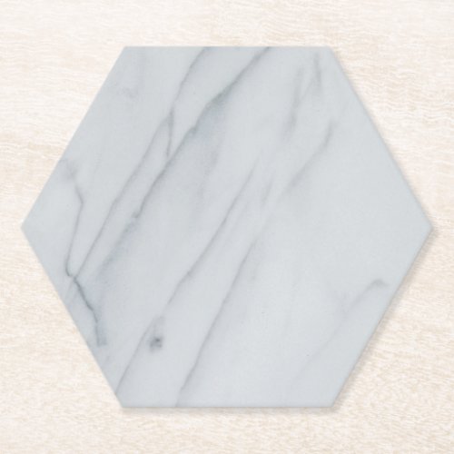 white Marble Stone Hexagon Paper Coaster