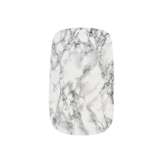 White Marble Stone Minx Nail Art (Left Thumb)