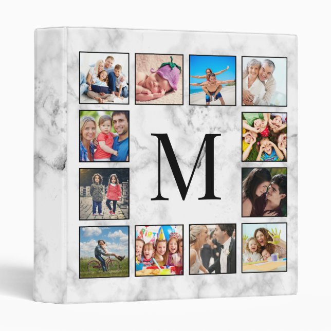 White Marble Stone Pattern 3 Ring Binder (Front/Spine)