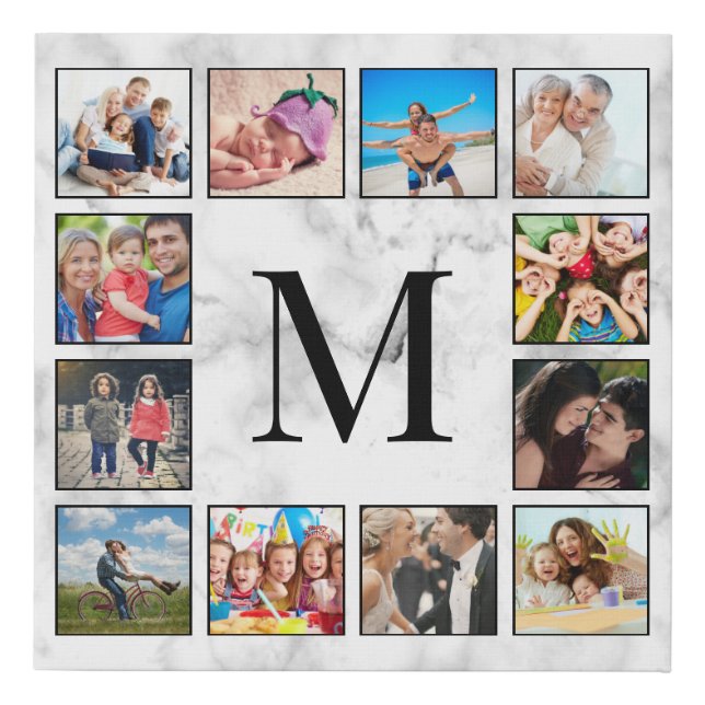 White Marble Stone Pattern Faux Canvas Print (Front)