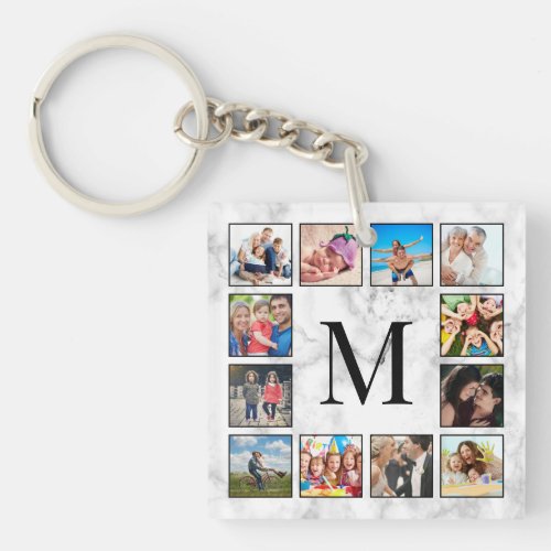 White Marble Stone Pattern Keychain