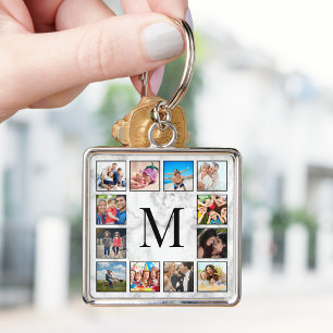 White Marble Stone Pattern Keychain