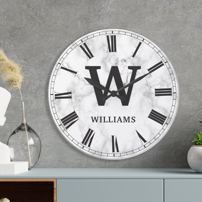 White Marble Stone Pattern Large Clock (Creator Uploaded)