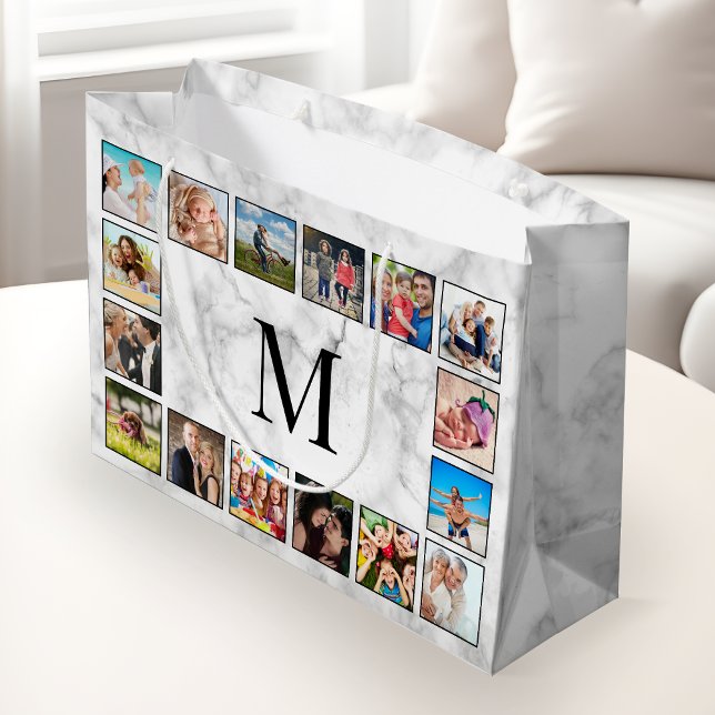 White Marble Stone Pattern Large Gift Bag (Creator Uploaded)
