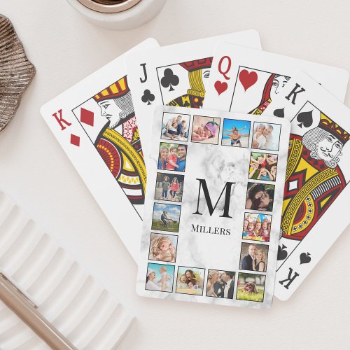 White Marble Stone Pattern Poker Cards