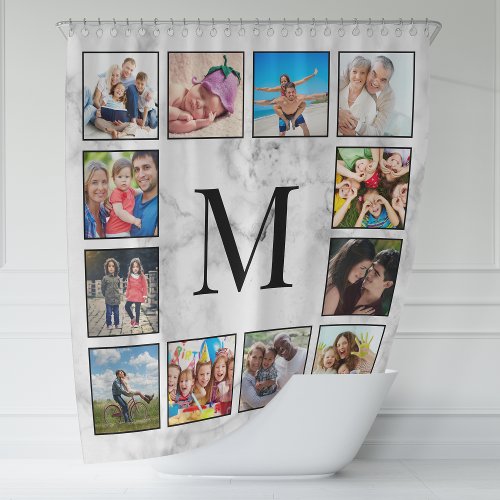 White Marble Stone Pattern Shower Curtain