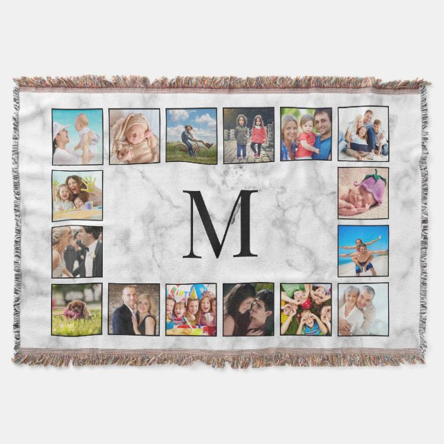 White Marble Stone Pattern Throw Blanket (Front)