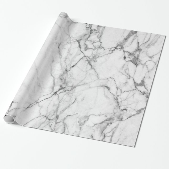 White Marble Stone Print Wrapping Paper (Unrolled)