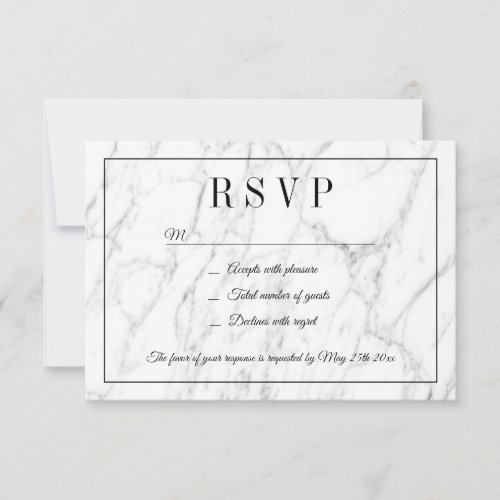 White marble stone RSVP wedding response cards