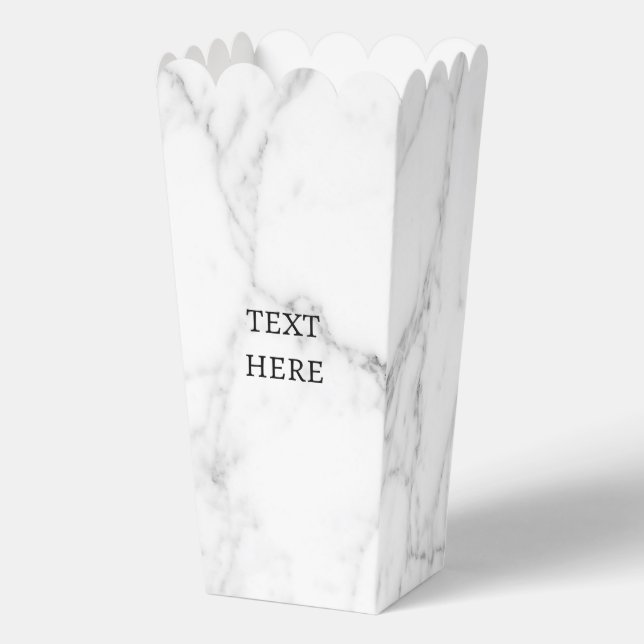 White marble stone texture custom popcorn favor boxes (Front)