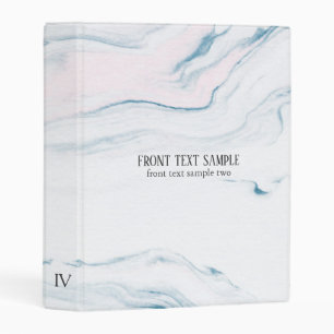 White Marble Stone Whit Blue And Pink Mini Binder
