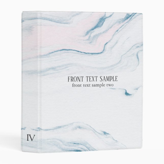 White Marble Stone Whit Blue And Pink Mini Binder (Front/Spine)
