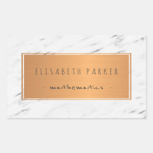 White marble stone with copper label your name
