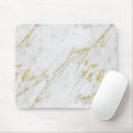 White Marble Stone With Glitter Mouse Pad | Zazzle