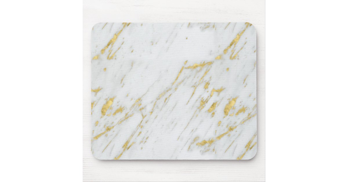 White Marble Stone With Glitter Mouse Pad | Zazzle
