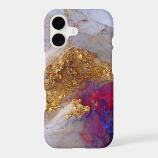 White Marble Swirl with Liquid Gold iPhone 17 Case