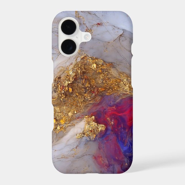 White Marble Swirl with Liquid Gold iPhone Case (Back)