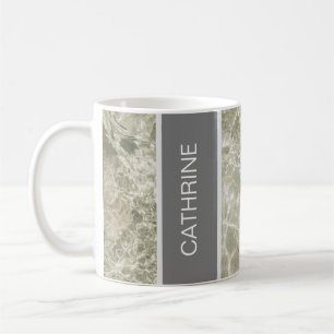 White Marble Texture And Black Pastel color Custom Coffee Mug