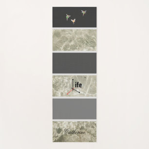 White Marble Texture And Black Pastel color Custom Yoga Mat
