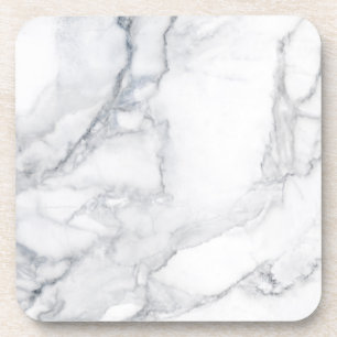 White marble texture beverage coaster