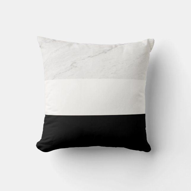 White marble texture black and white background throw pillow (Front)