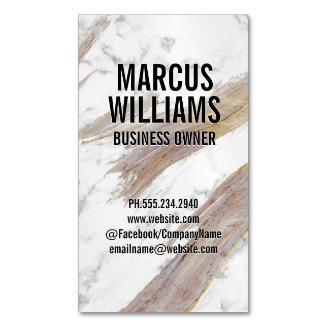 White Marble Texture Business Card Magnet (Front Vertical)