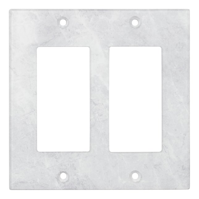 White Marble Texture Double Rocker Light Switch Cover (Front)