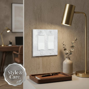 White Marble Texture Double Rocker Light Switch Cover