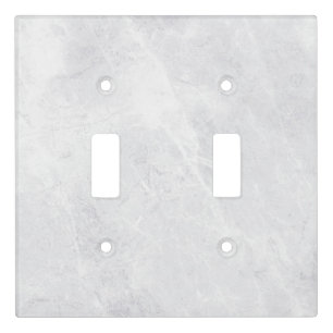 White Marble Texture Double Toggle Light Switch Cover