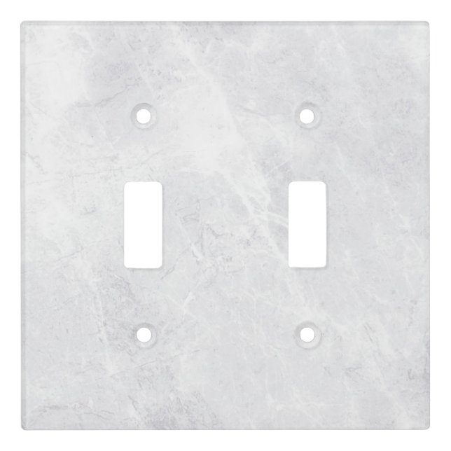 White Marble Texture Double Toggle Light Switch Cover (Front)