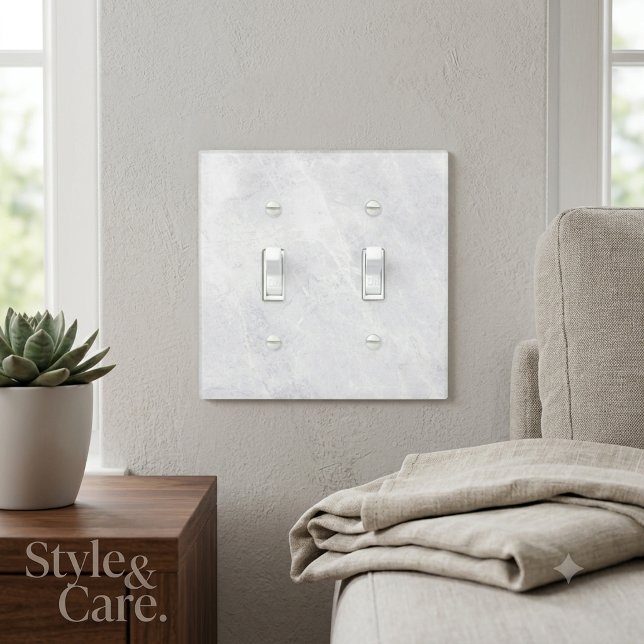 White Marble Texture Double Toggle Light Switch Cover (White Marble Texture Double Toggle Light Switch Cover)