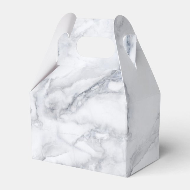 White Marble Texture Favor Boxes (Front Side)