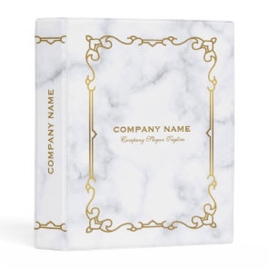 White marble Texture Gold Vintage Frame Mini Binder
