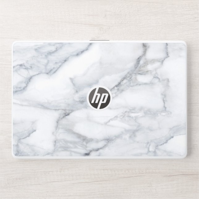 White marble texture HP laptop skin (Front)