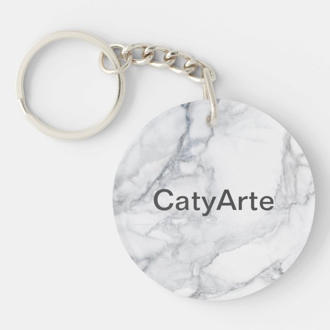 White marble texture keychain (Front)