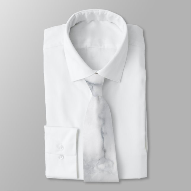 White marble texture neck tie (Tied)