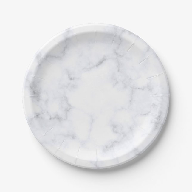 White Marble Texture Paper Plates (Front)