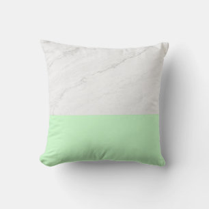 White marble texture pastel mint green background throw pillow