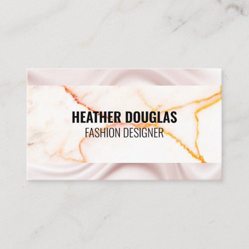White Marble Texture  Silk Fabric Business Card