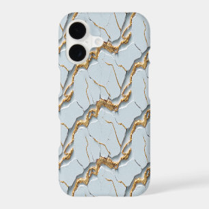 White Marble Texture with Cracked Gold Veins iPhone 17 Case
