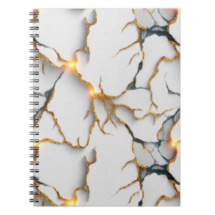 White Marble Texture with Glowing Gold Veins Notebook