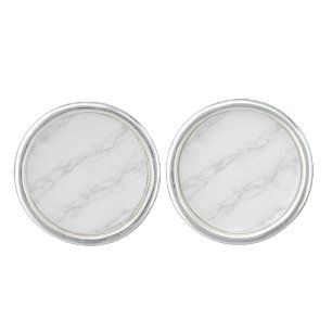 White Marble Tie Elegant Carrara Stone Cufflinks