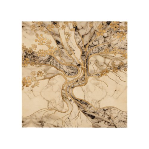 White Marble Tree of Life Abstract Wood Wall Art