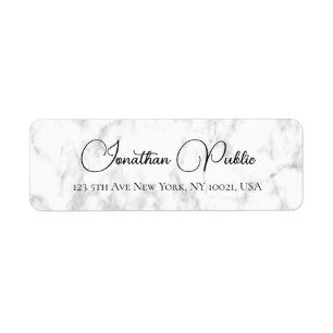 White Marble Typography Template Shipping Address Label