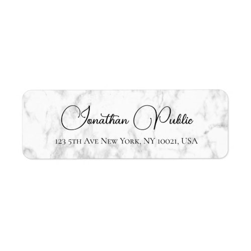 White Marble Typography Template Shipping Address Label