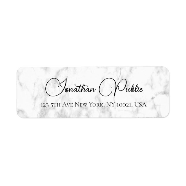 White Marble Typography Template Shipping Address Label (Front)