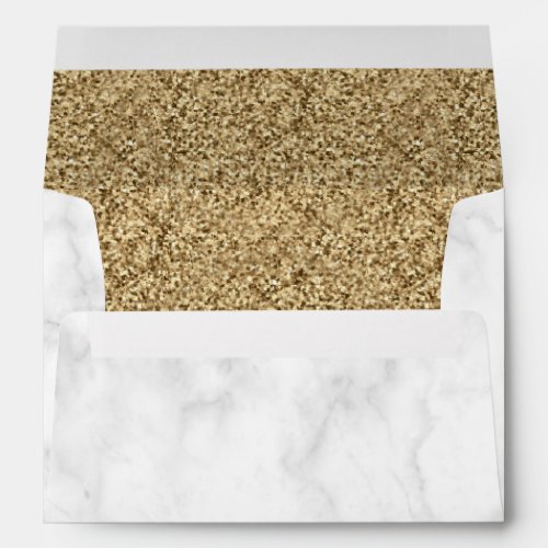 White Marble Vintage Faux Gold Glitter Envelope