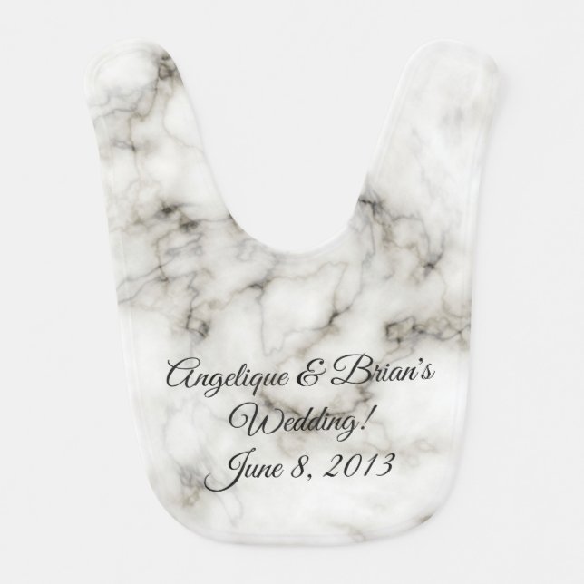 white marble wedding baby bib (Front)