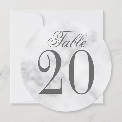 White Marble Wedding Circle Table Number